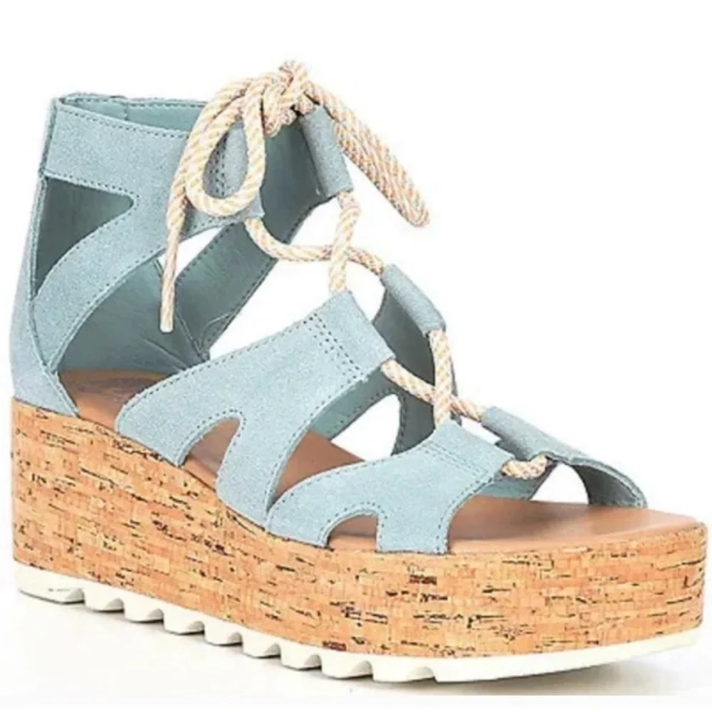 Sorel Cameron Flatform Lace, Suede Ghillie Gladiator Wedge Sz 9,5